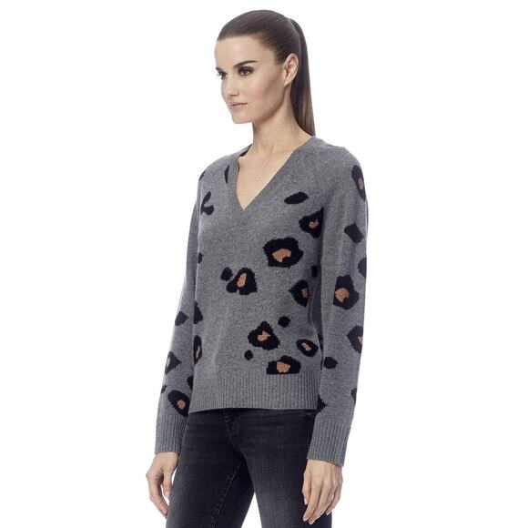 360 Cashmere Alani Grey & Black Mid Heather Cashmere Wool Sweater Small - Picture 2 of 8